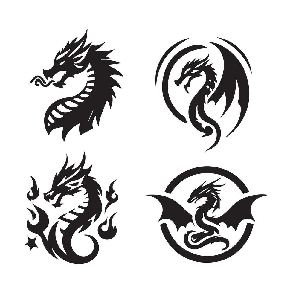 Dragon vector icon illustration design logo template
