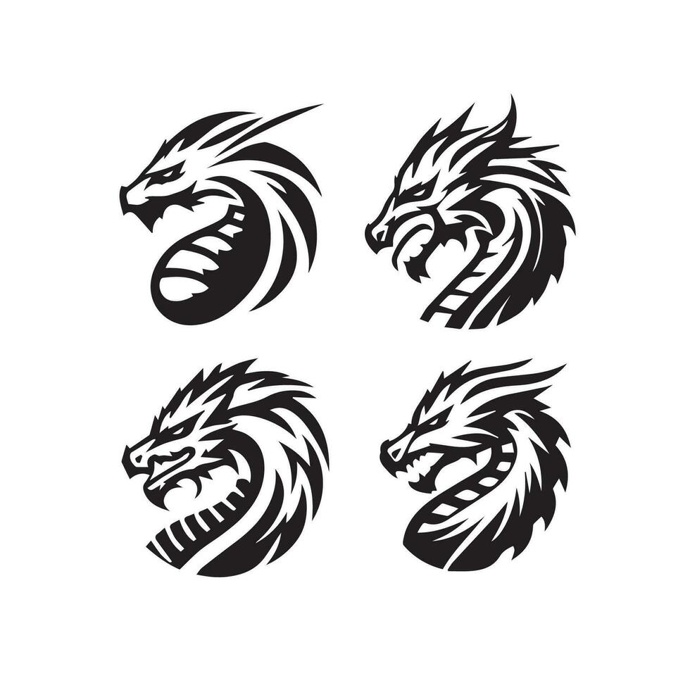 Dragon vector icon illustration design logo template