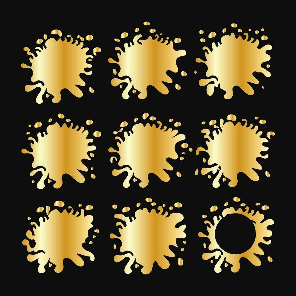 Gold ink blots set vector illustration