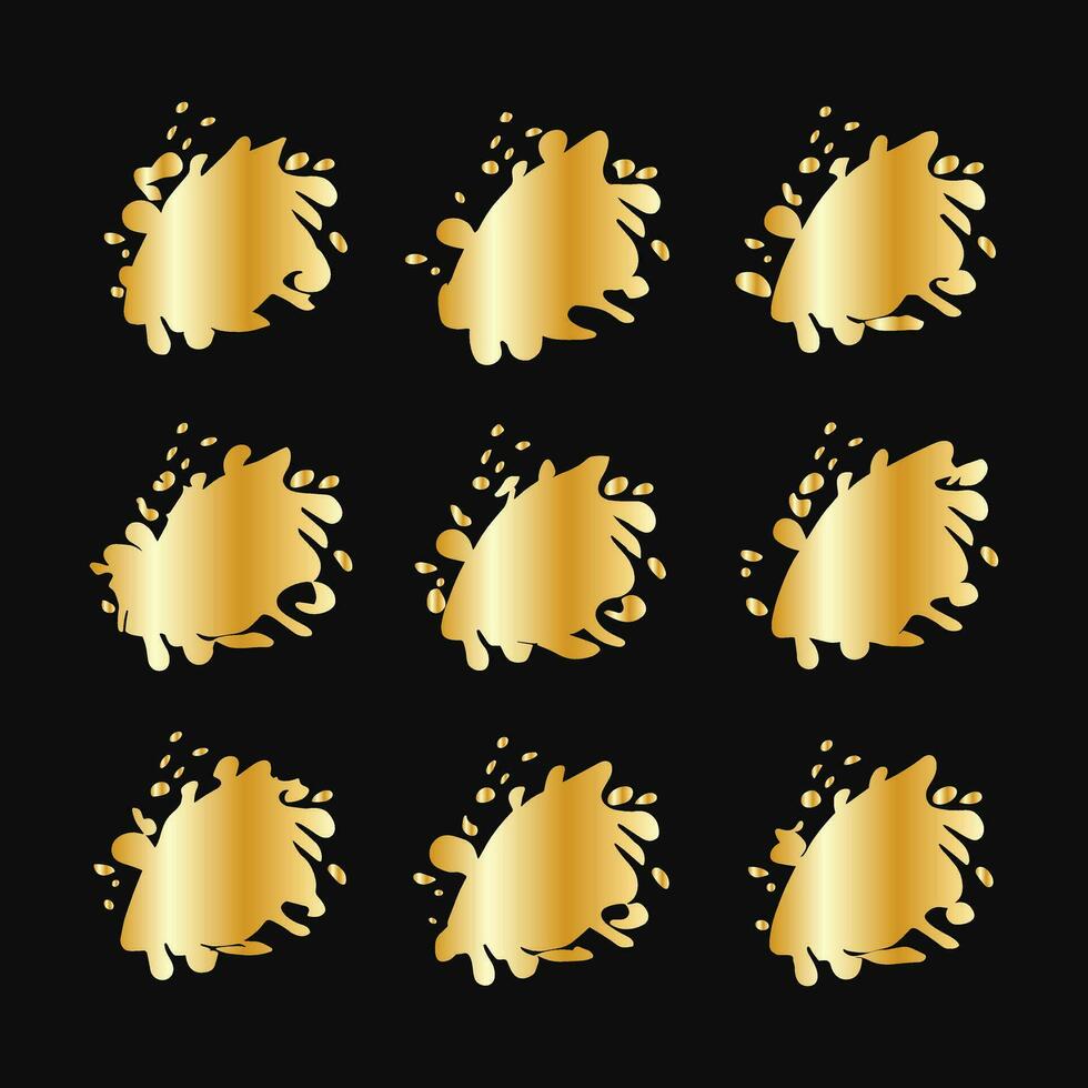 Gold ink blots set vector illustration