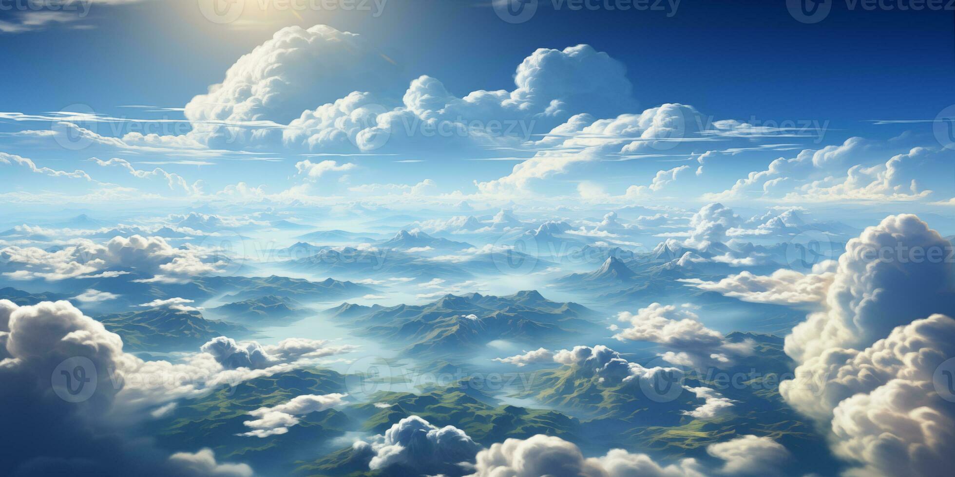 AI generated cloudscape, aerial landscape with clouds photo