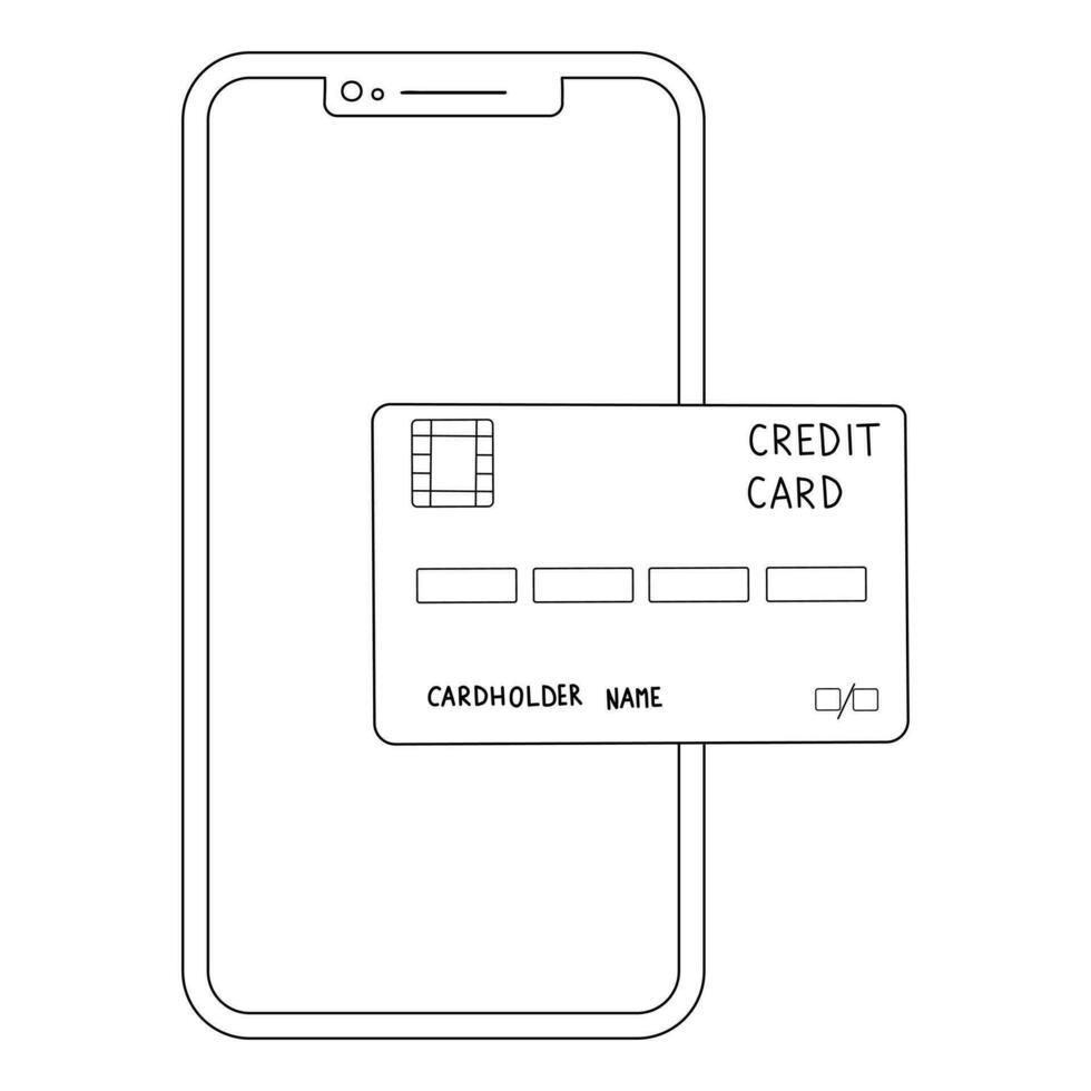 móvil teléfono con crédito tarjeta icono vector