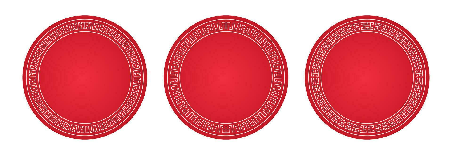 collection of Chinese New Year circle frames. line vector isolated on white background. design for decorating posters, greeting cards, social media.