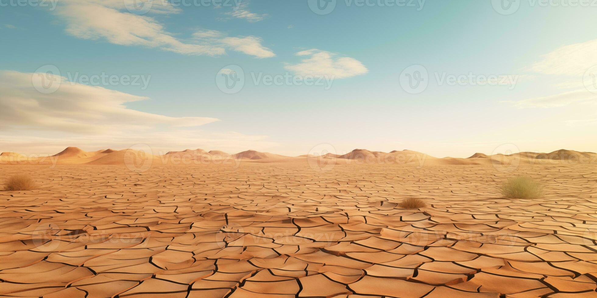 AI generated landscape of dry clay desert with cracked surface photo