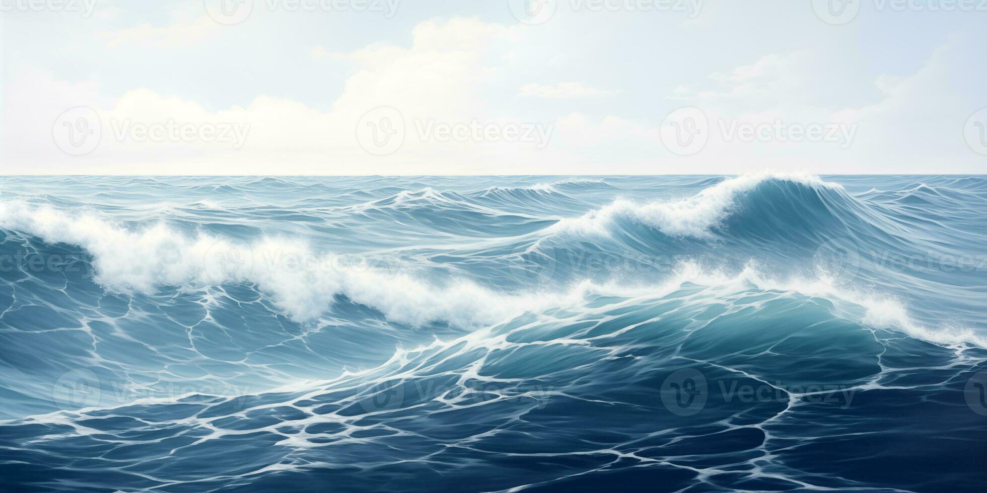 ai generado paisaje de búsqueda, frío Tormentoso mar con alto olas foto