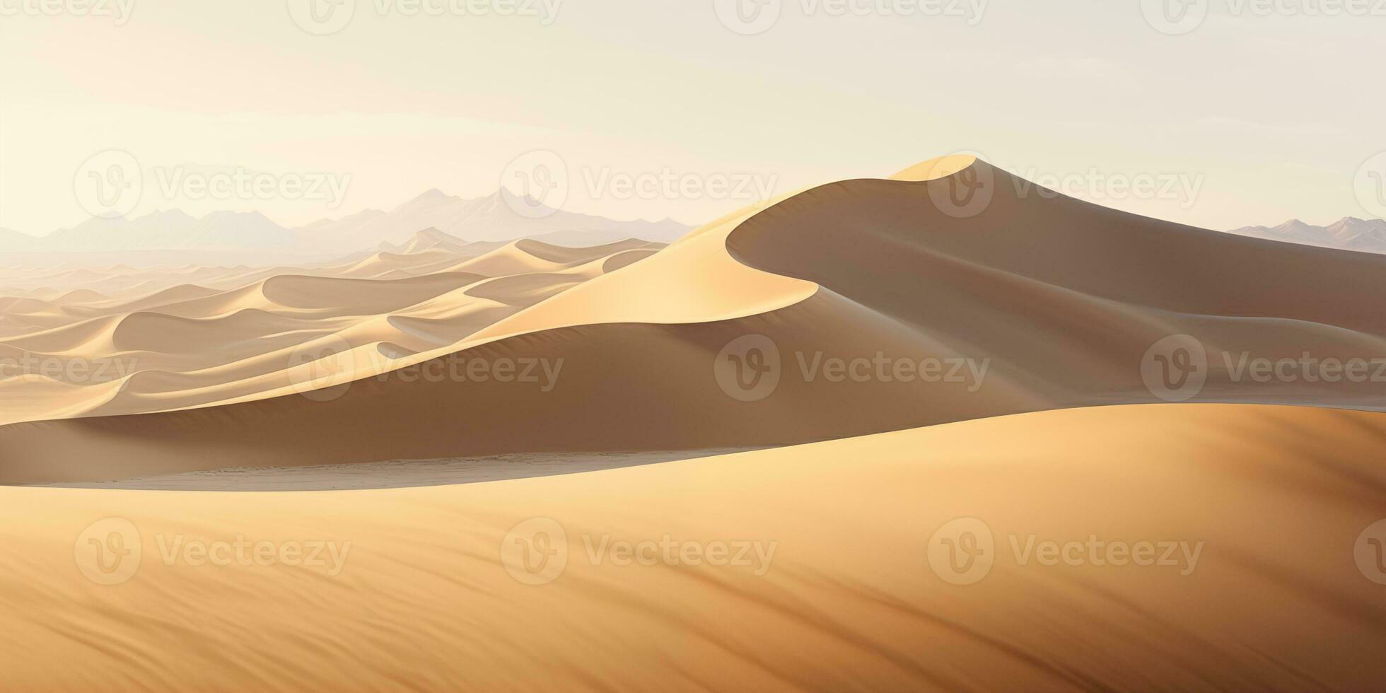 AI generated landscape of a hot desert with large sand dunes photo