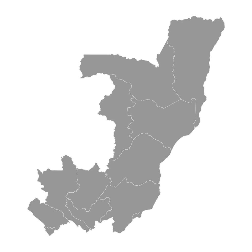 Republic of the Congo map with administrative divisions. Vector illustration.