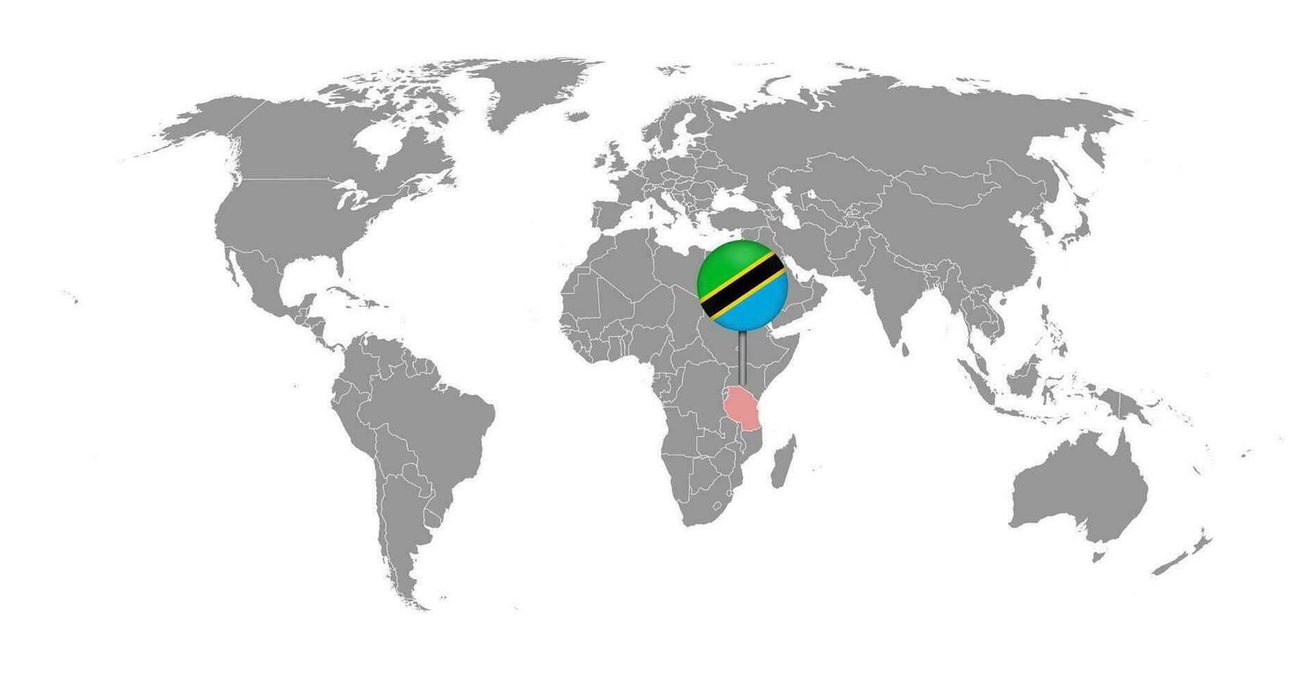 pin mapa con bandera de tanzania en el mapa mundial. ilustración vectorial vector