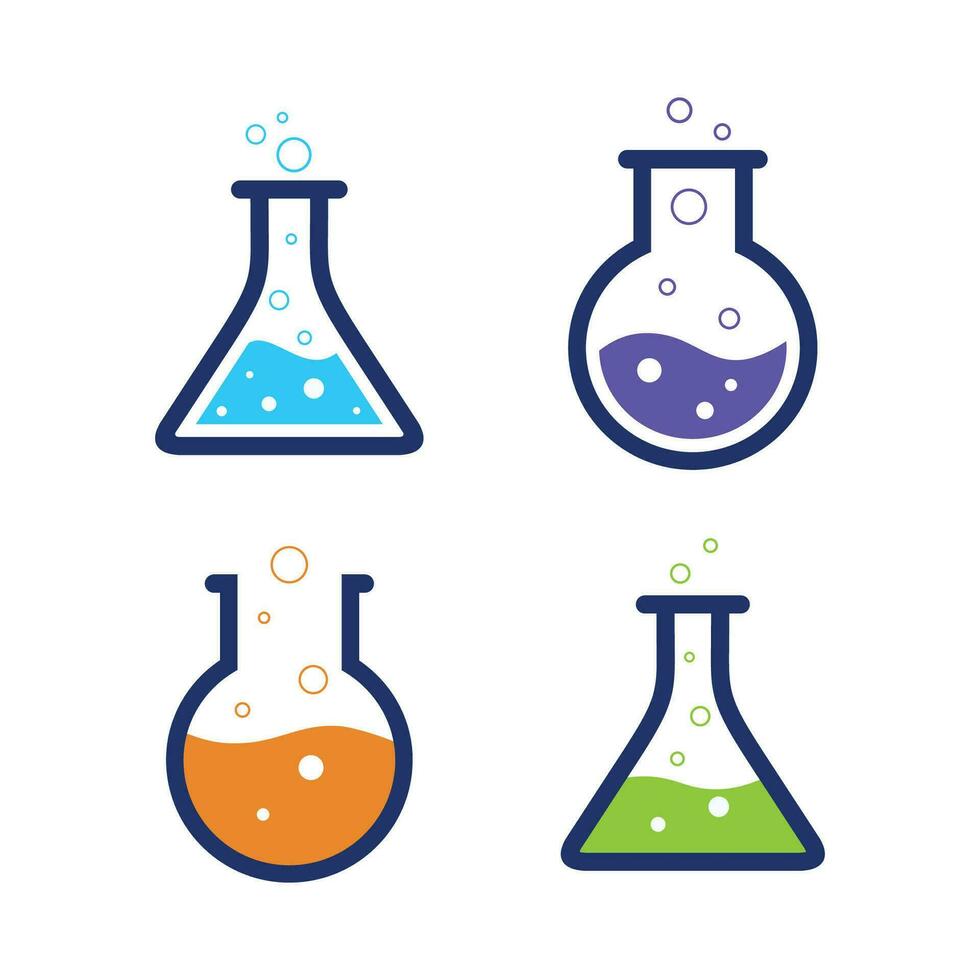 Erlenmeyer flask icon set vector. Chemistry vector icon. Florence flask icon vector template