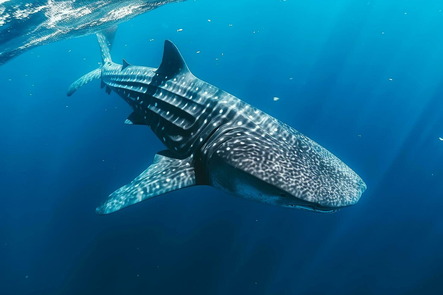 ai generado aéreo ver de delfines nadando mediante tropical azul agua foto