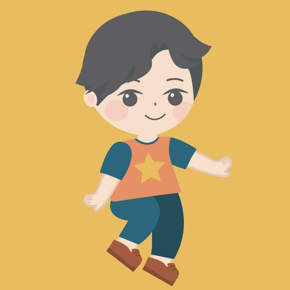 boy in a red shirt and blue pants vector
