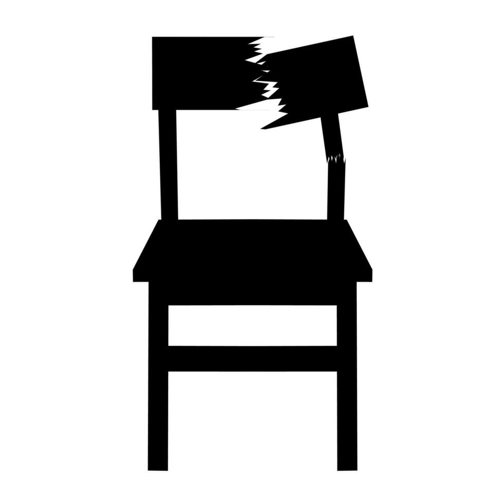 Broken wooden chair vector illustration on white background. The wood is brittle and breaks.