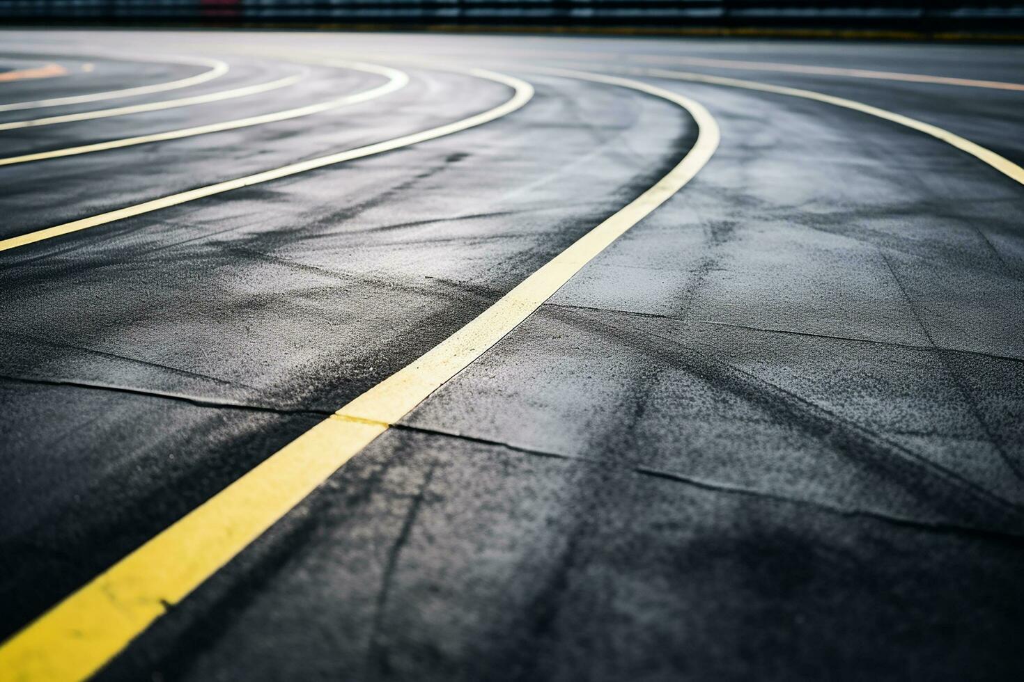 ai generado aéreo ver neumático pista marca la carretera carrera pista textura y fondo, resumen antecedentes neumático marca patinar marca foto