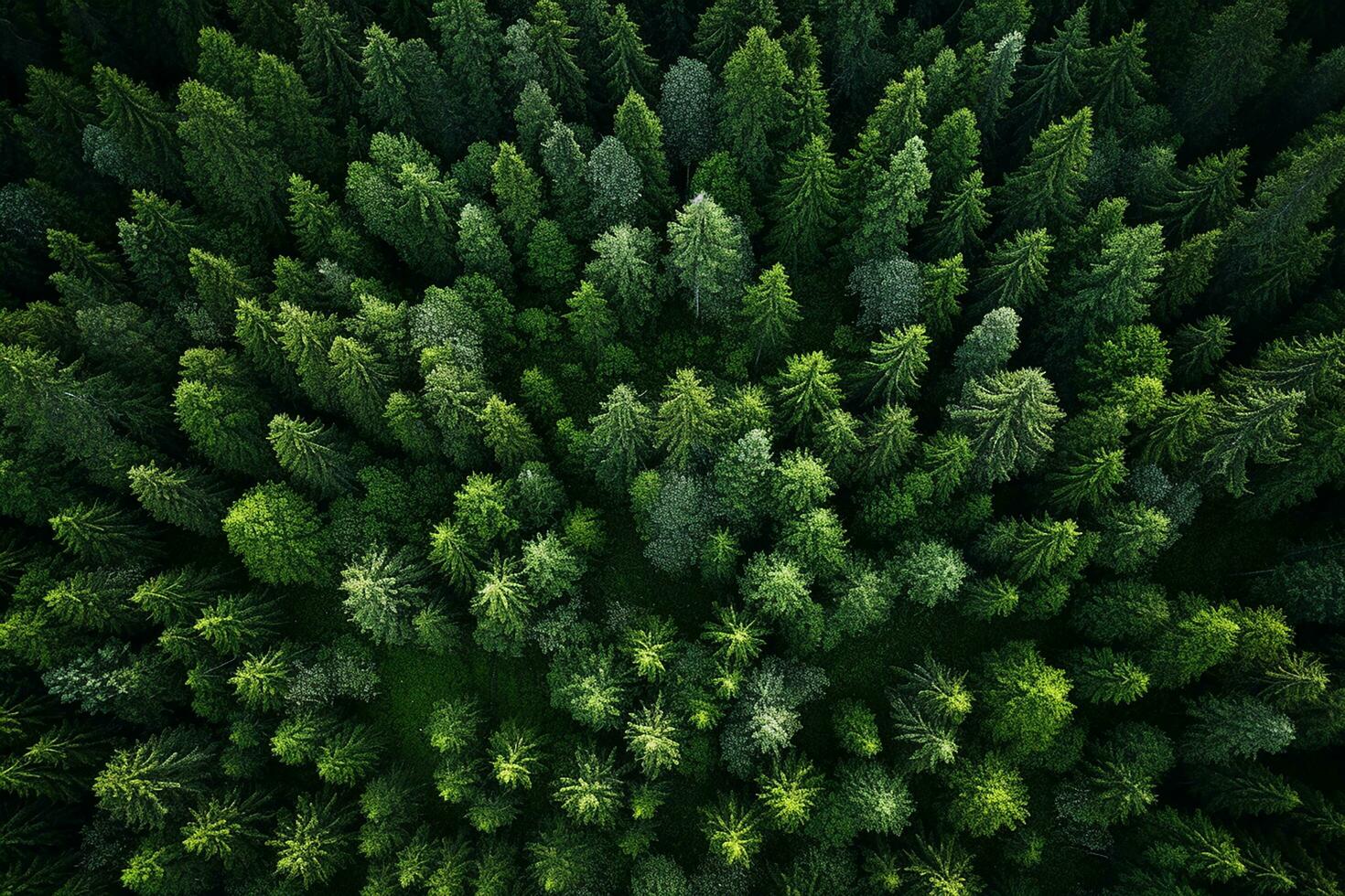 ai generado aéreo ver de oscuro verde bosque con brumoso nubes el Rico natural ecosistema de selva concepto de natural bosque conservación y repoblación forestal. foto