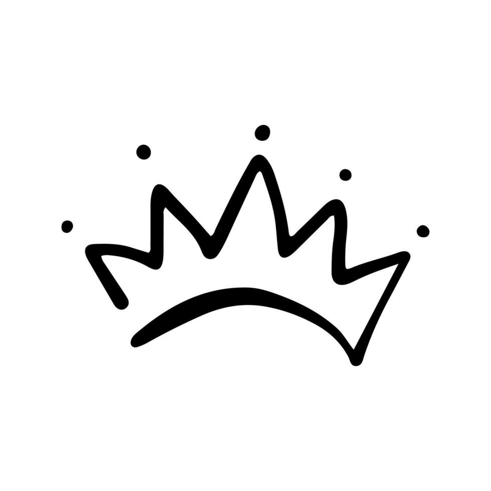 Crown Icon in Hand Drawn Doodle style isolated on white background. King crown sketches, majestic tiara, king and queen royal diadems vector. Line art prince and princess luxurious head accessories. vector