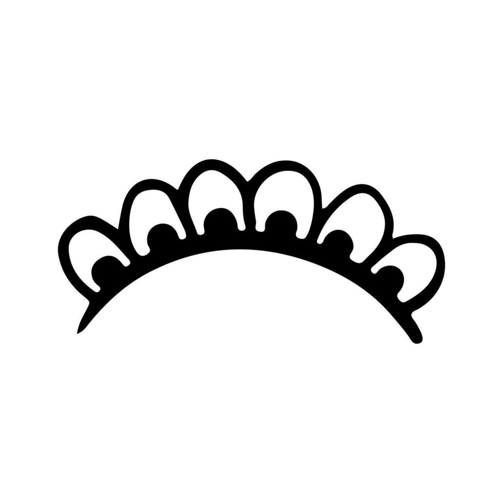 corona icono en mano dibujado garabatear estilo aislado en blanco antecedentes. Rey corona bocetos, majestuoso tiara, Rey y reina real diademas vector. línea Arte Príncipe y princesa lujoso cabeza accesorios. vector