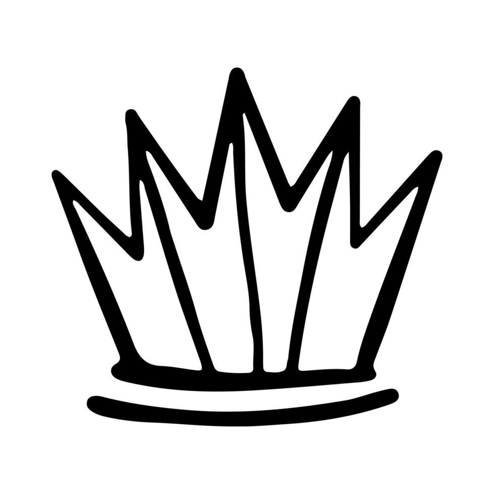 Crown Icon in Hand Drawn Doodle style isolated on white background. King crown sketches, majestic tiara, king and queen royal diadems vector. Line art prince and princess luxurious head accessories. vector