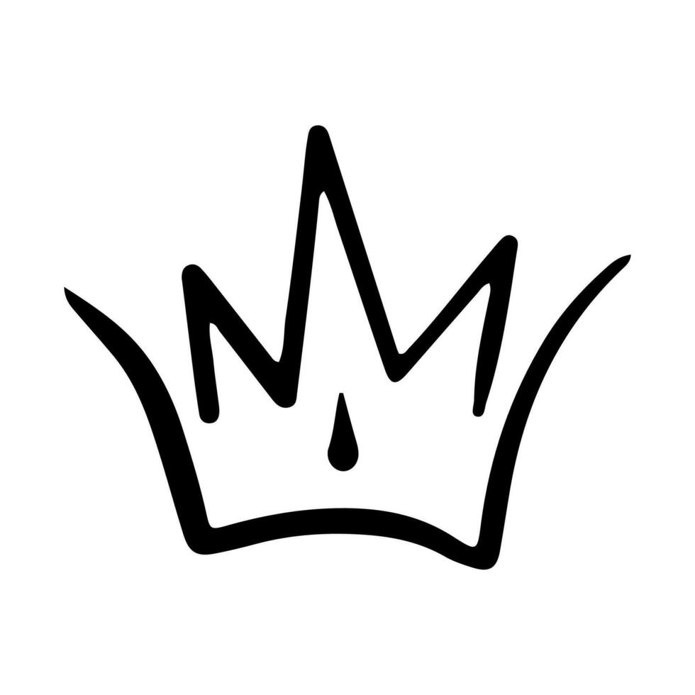 Crown Icon in Hand Drawn Doodle style isolated on white background. King crown sketches, majestic tiara, king and queen royal diadems vector. Line art prince and princess luxurious head accessories. vector