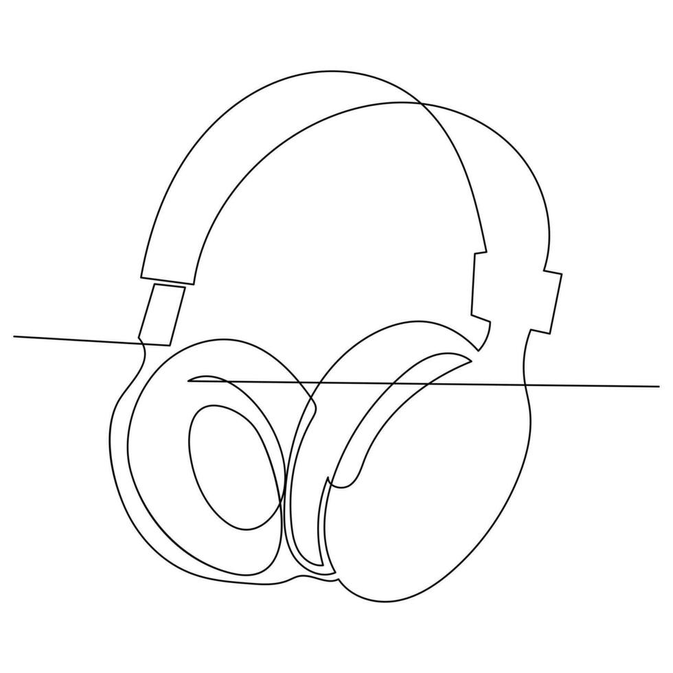 Headphone continuous single line outline vector art drawing and simple one line minimalist design