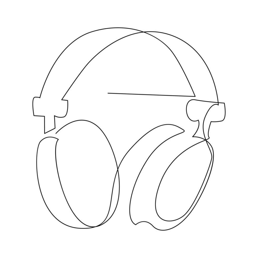 Headphone continuous single line outline vector art drawing and simple one line minimalist design