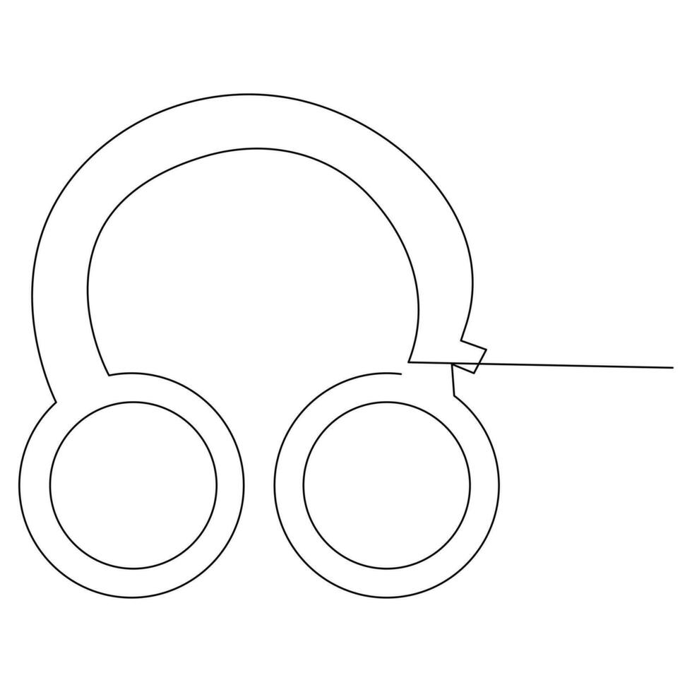 Headphone continuous single line outline vector art drawing and simple one line minimalist design
