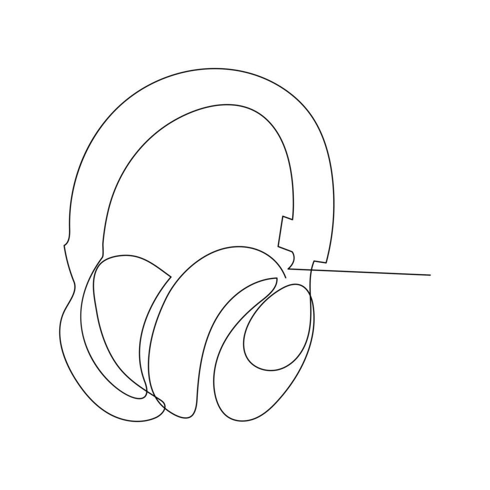 Headphone continuous single line outline vector art drawing and simple one line minimalist design