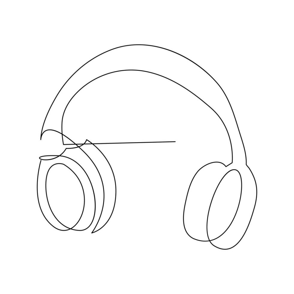 Headphone continuous single line outline vector art drawing and simple one line minimalist design