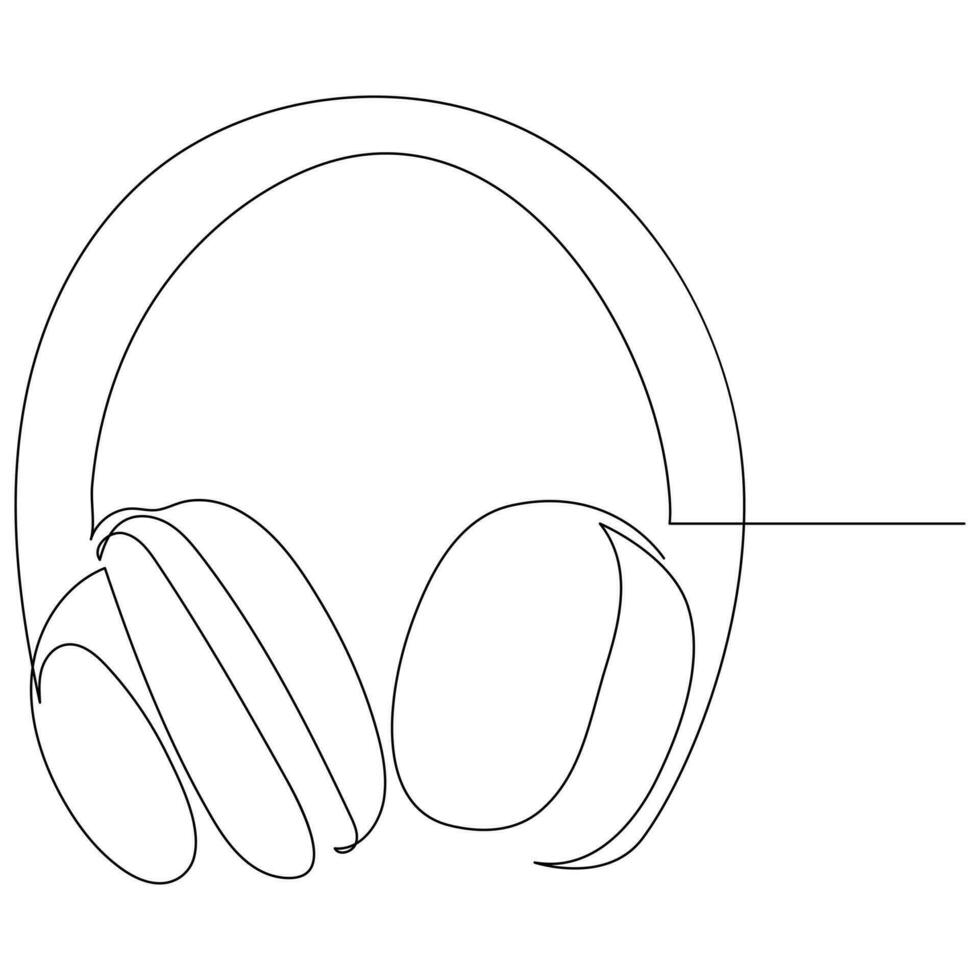 Headphone continuous single line outline vector art drawing and simple one line minimalist design