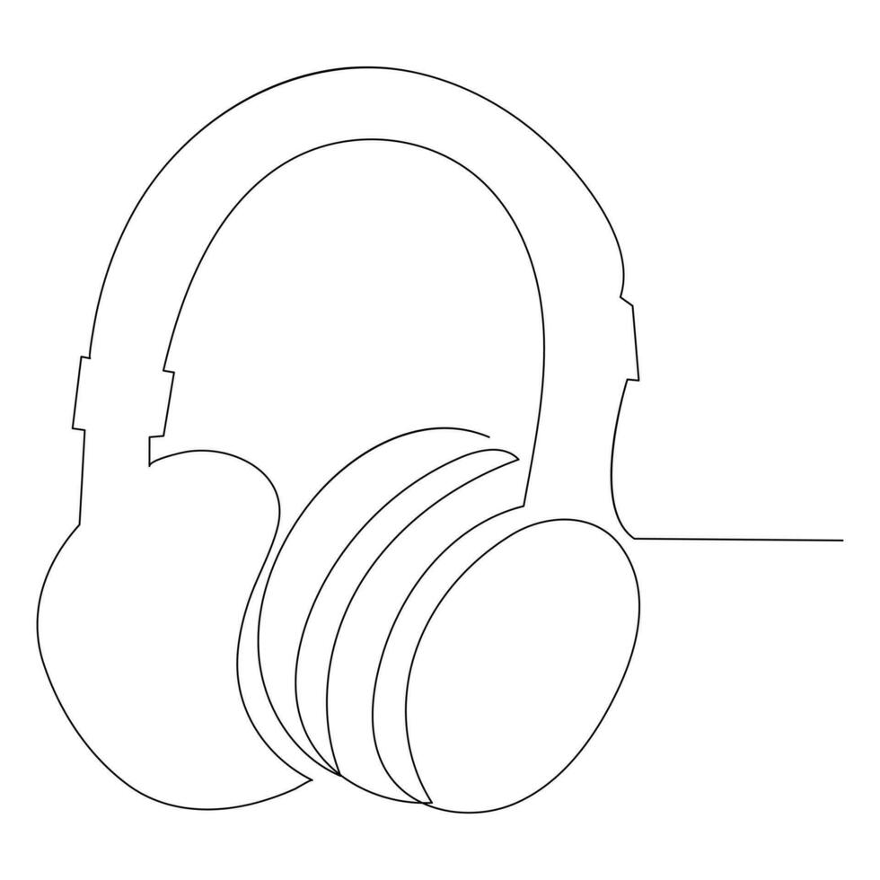 Headphone continuous single line outline vector art drawing and simple one line minimalist design