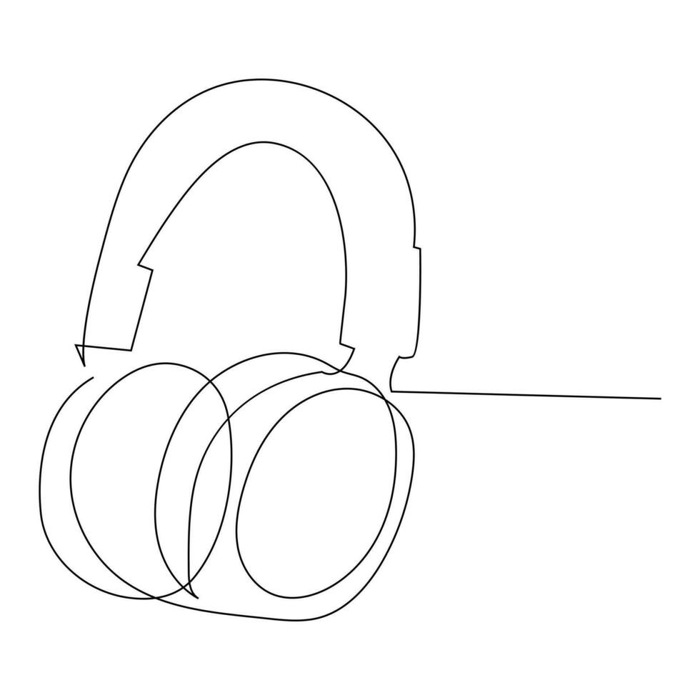 Headphone continuous single line outline vector art drawing and simple one line minimalist design