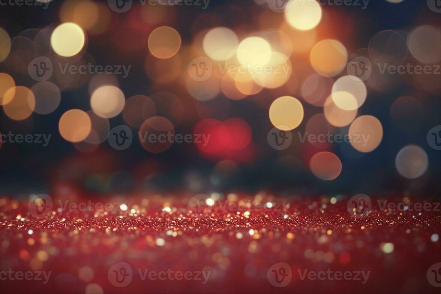 AI generated Red glitter vintage lights background. defocused. generative ai. photo