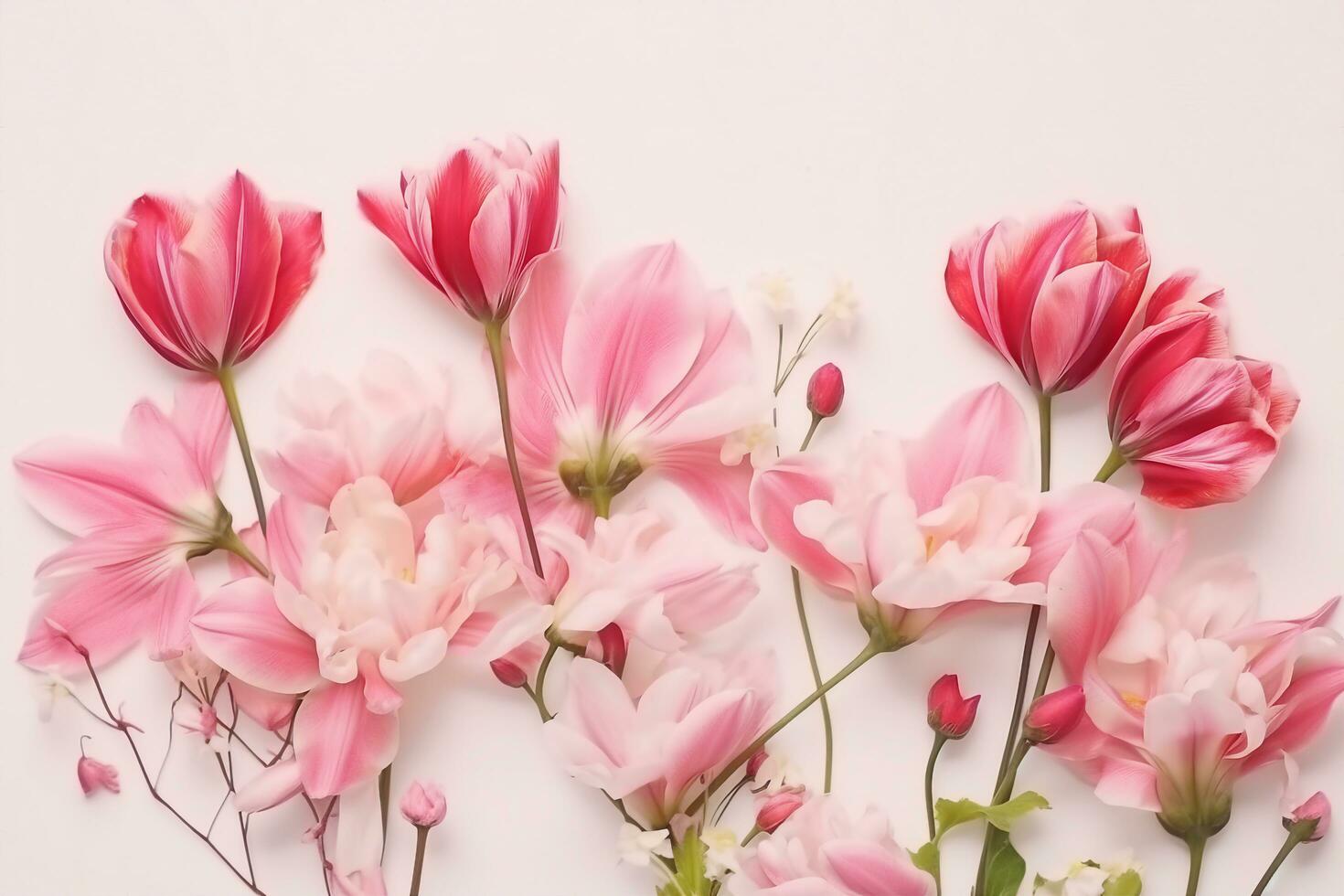 AI generated beautiful spring flowers on white background. generative ai. photo