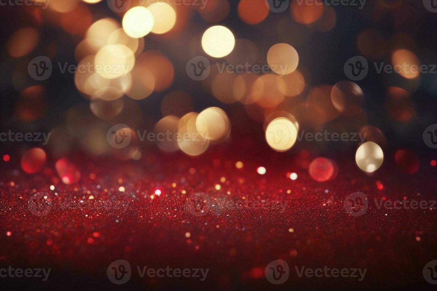 AI generated Red glitter vintage lights background. defocused. generative ai. photo