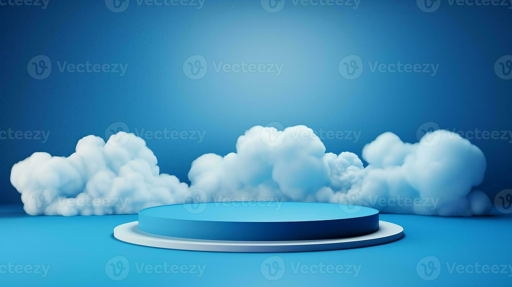 AI generated 3d rendered abstract empty display podium with clouds Minimal scene for product display presentation photo