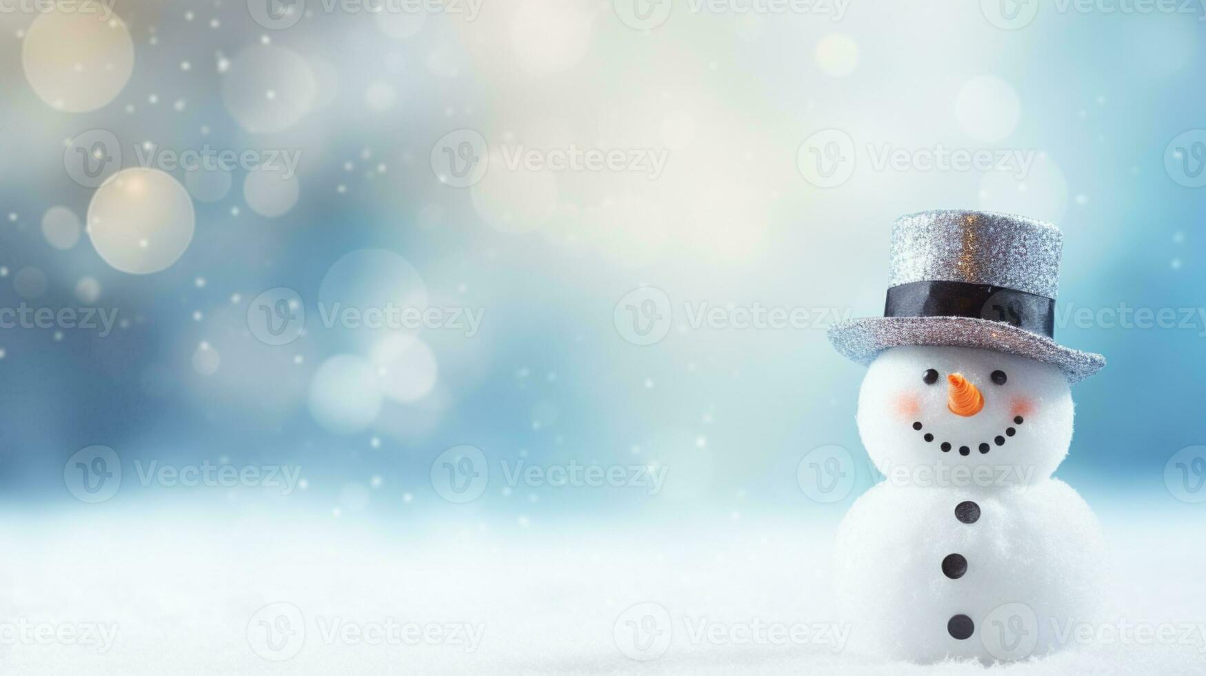 AI generated View of snowman with winter landscape and snow photo