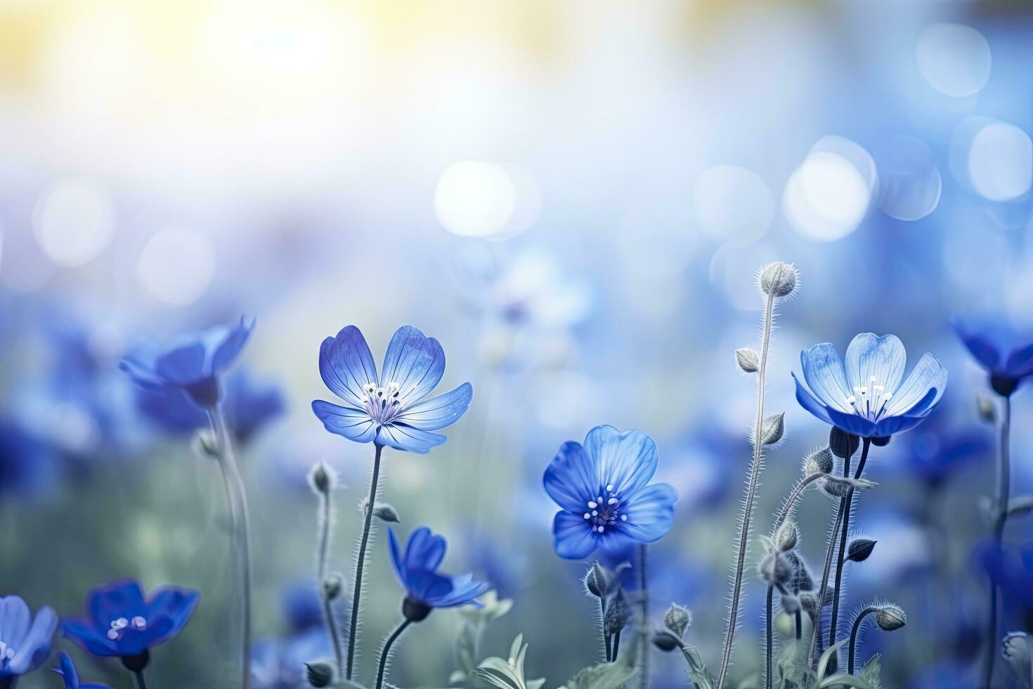 AI generated Blue flowers background photo