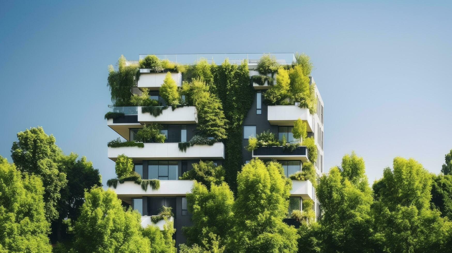 AI generated Sustainble ecofriendly building in modern city photo