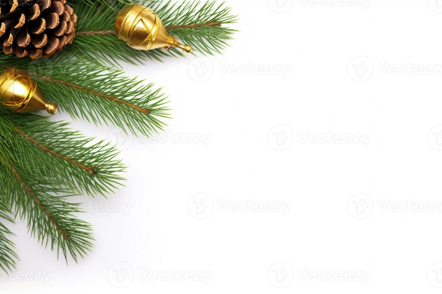 AI generated Christmas tinsel realistic on white background photo