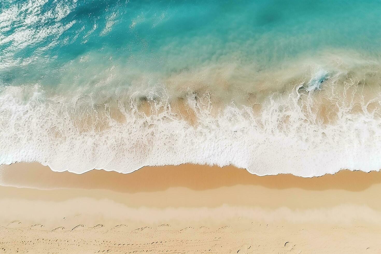 AI generated Top view aerial image from drone of an stunning beautiful sea landscape beach with turquoise water with copy space photo
