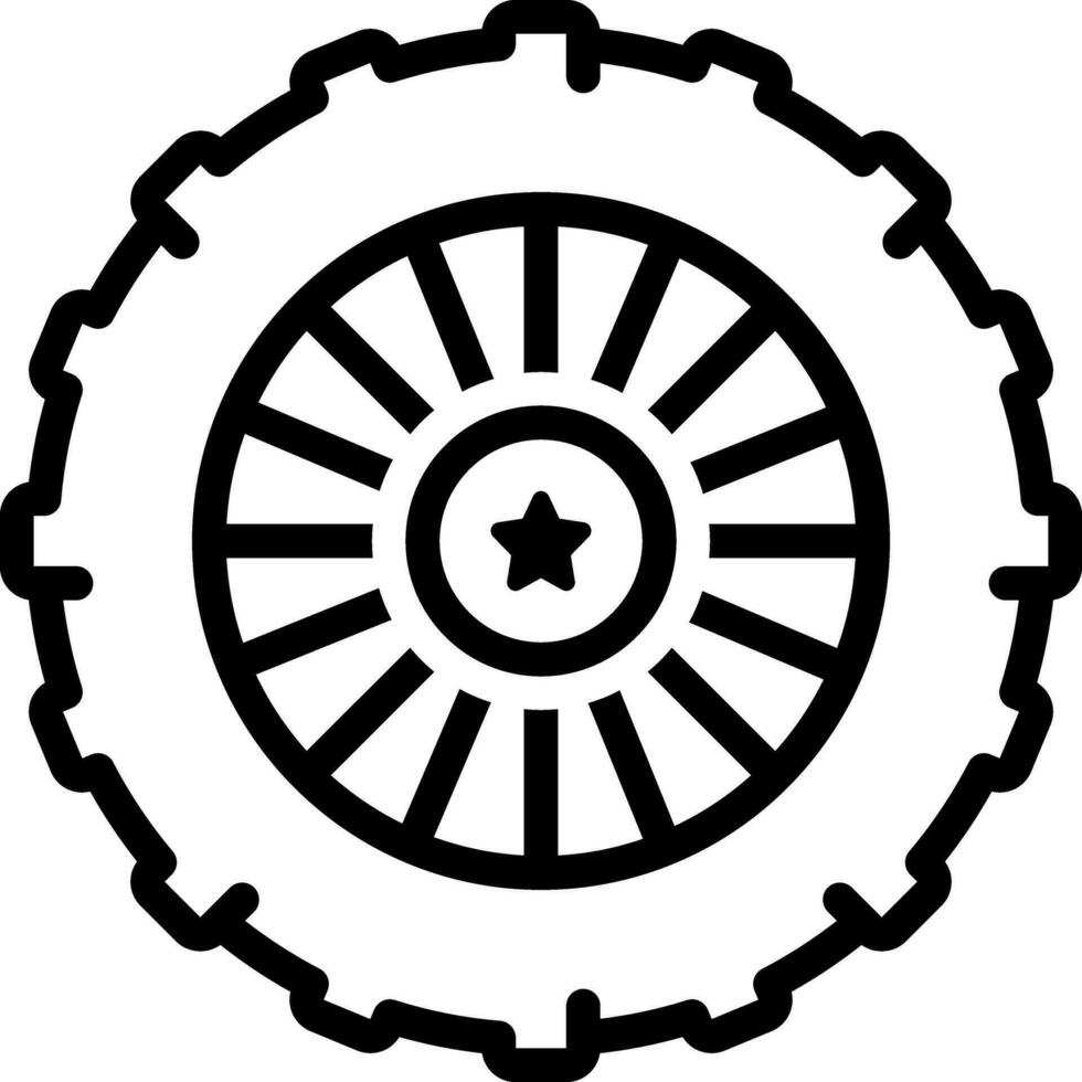 negro línea icono para rueda vector