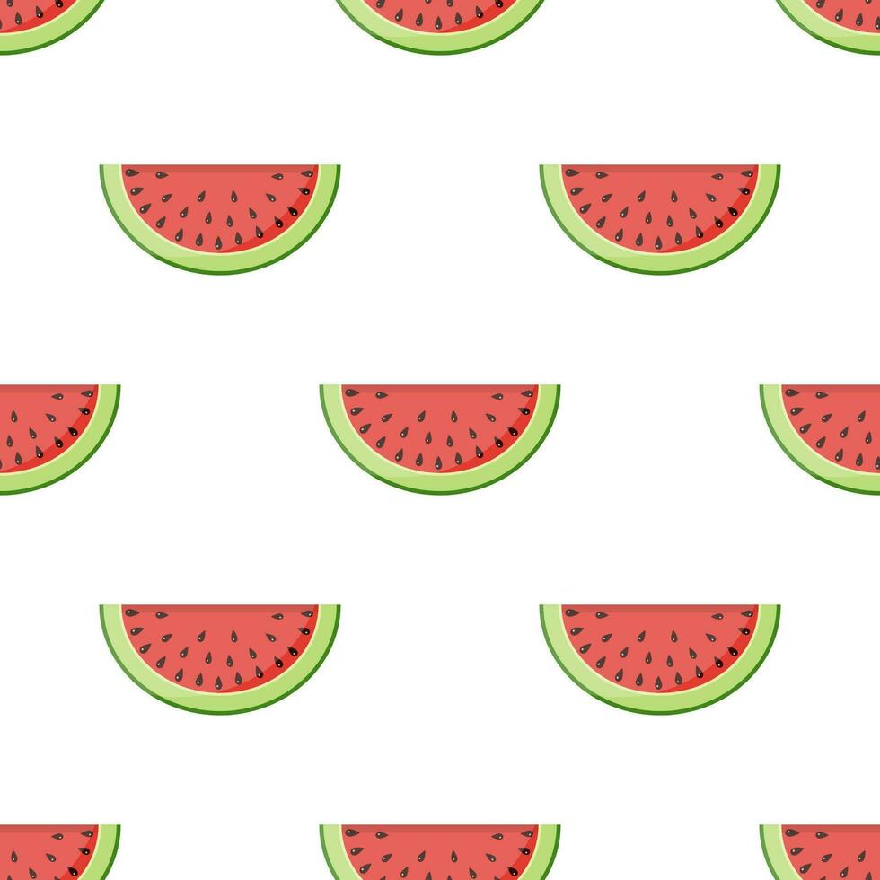 eamless pattern with watermelon slices. Summer fresh fruit background. Vector illustration in flat style