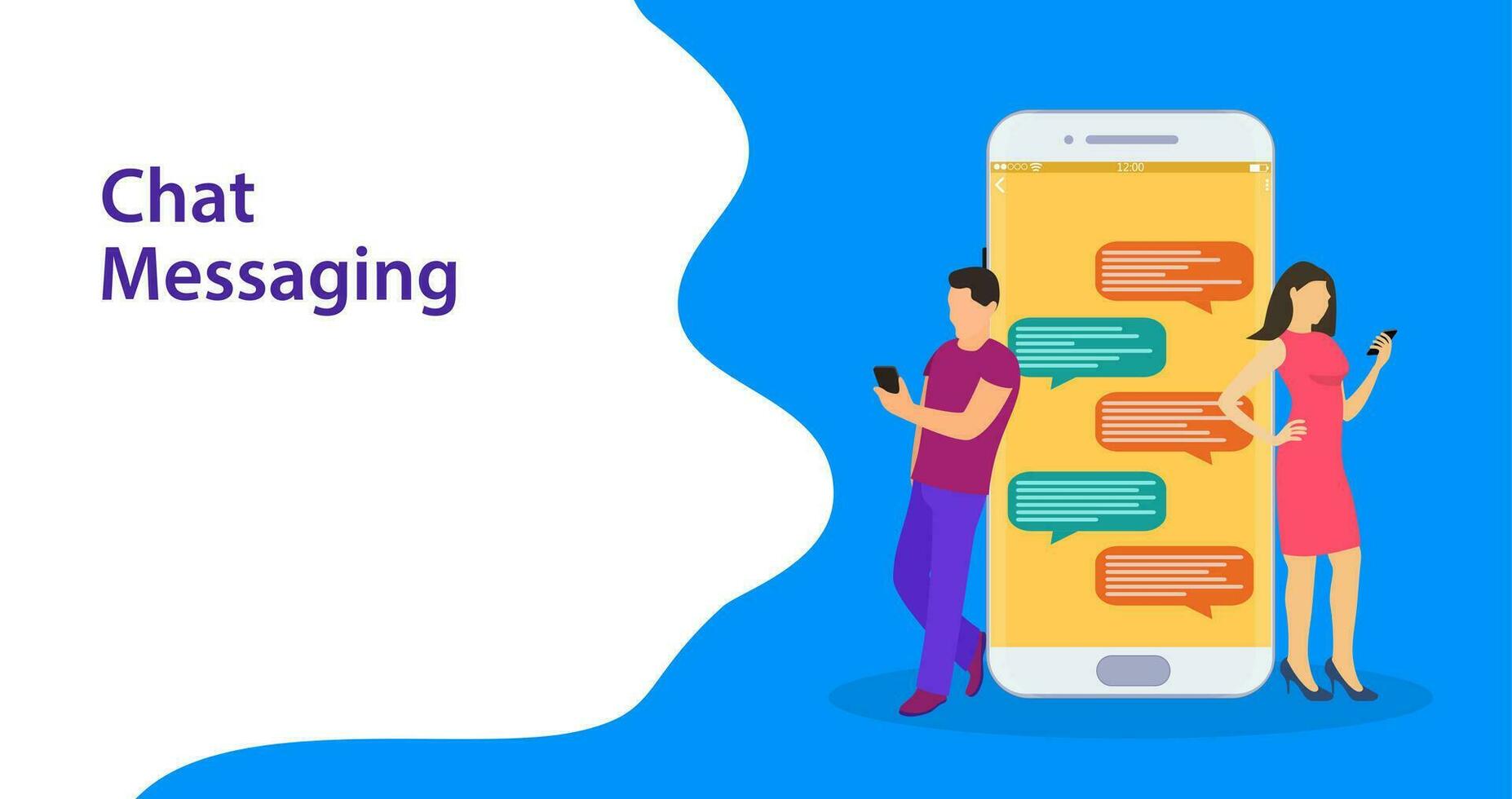 Landing page template of Chat Messaging Concept. happy people use