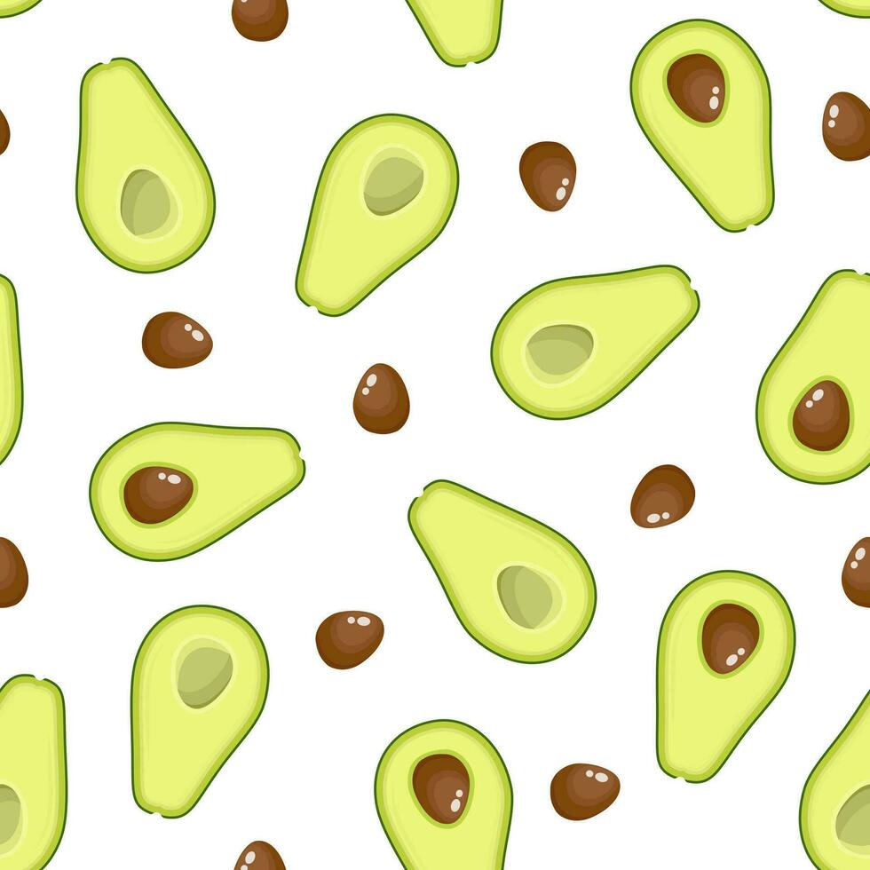 Avocado pattern seamless with juicy and tasty fruits . fresh avocados pattern. Vector illustration in flat style