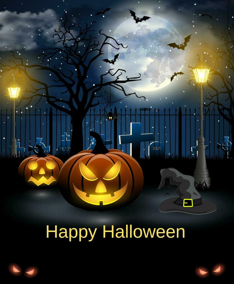 Spooky card for Halloween. vector