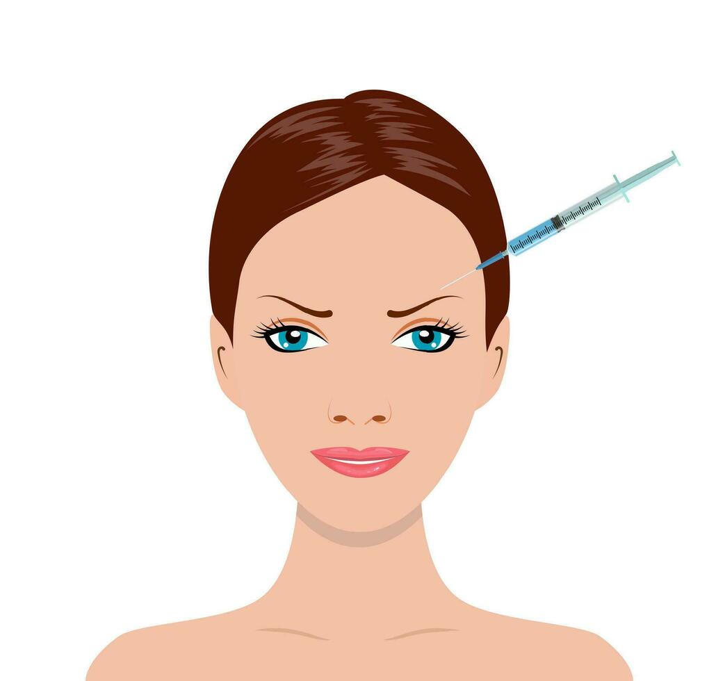 cosmético procedimiento por inyección. spa belleza y salud concepto. vector ilustración en plano estilo