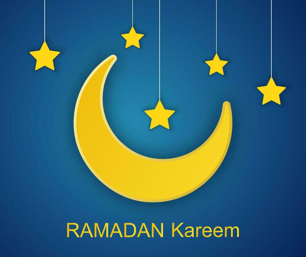 Ramadan Kareem posters or invitations design with 3d paper cut islamic stars and moon. Vector illustration. Place for text