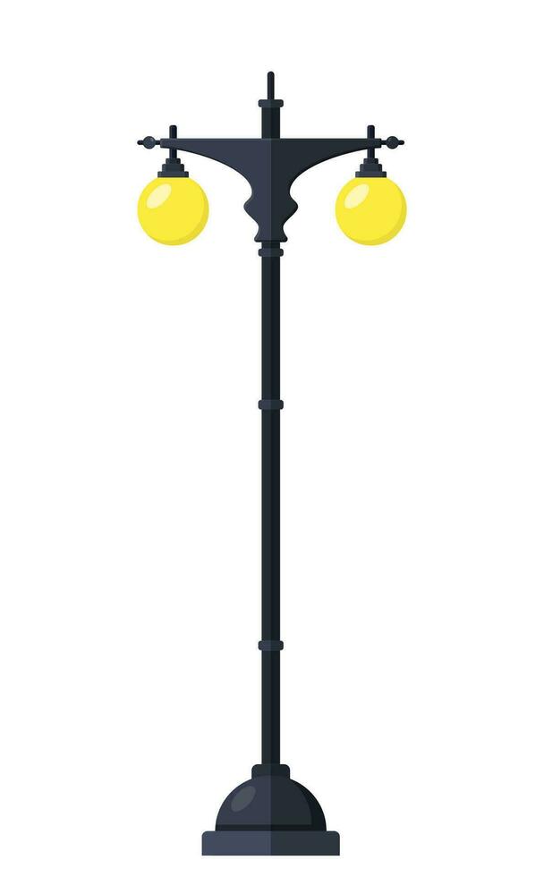 Traditional Outdoor Lamp Posts. Icon isolated on white background. Vector illustration in flat style