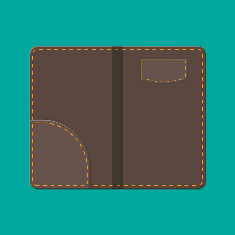 Leather folder for cash, coins and cashier check. style vector