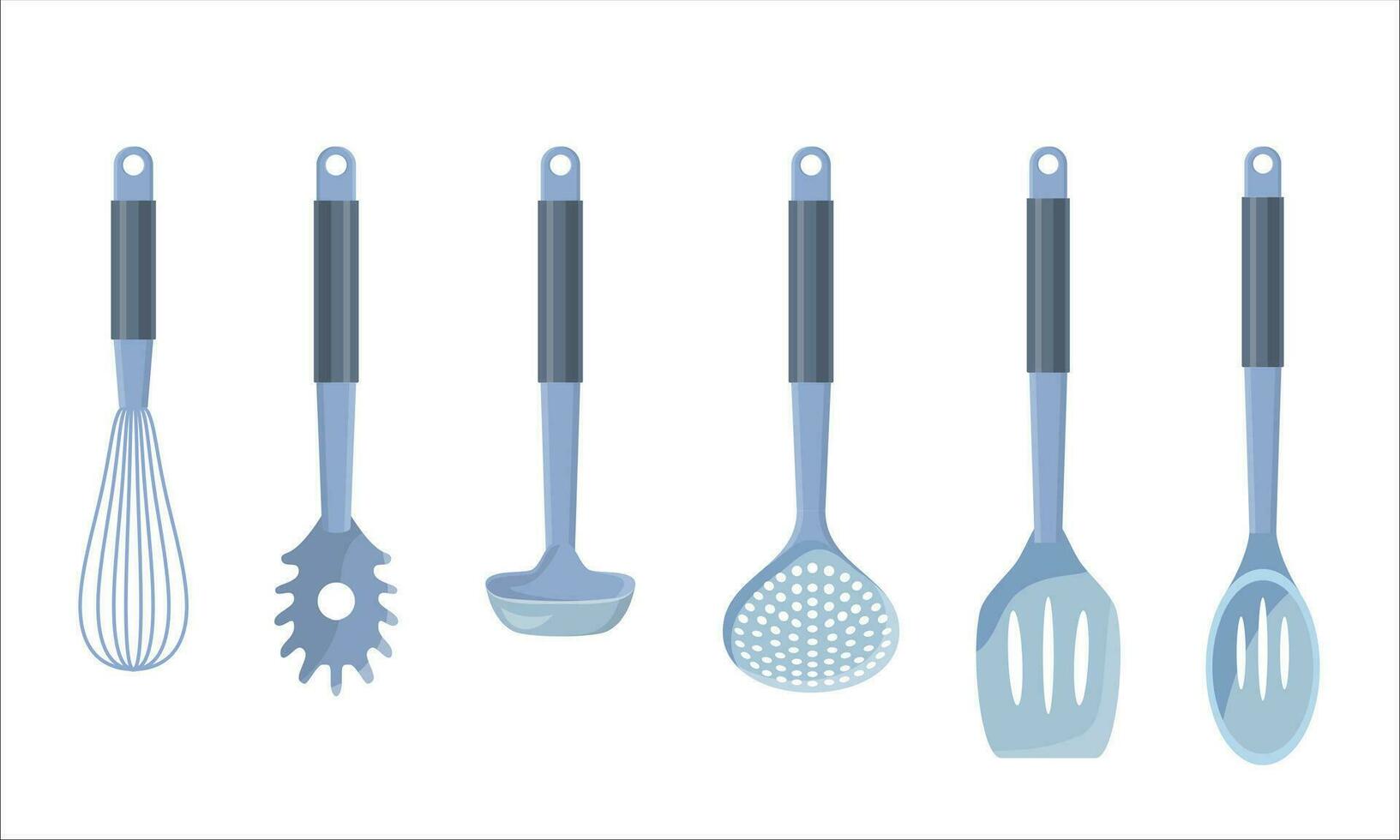 Set of kitchen tools on white isolated background. For web, poster, menu, cafe and restaurant. Vector illustration in flat style.