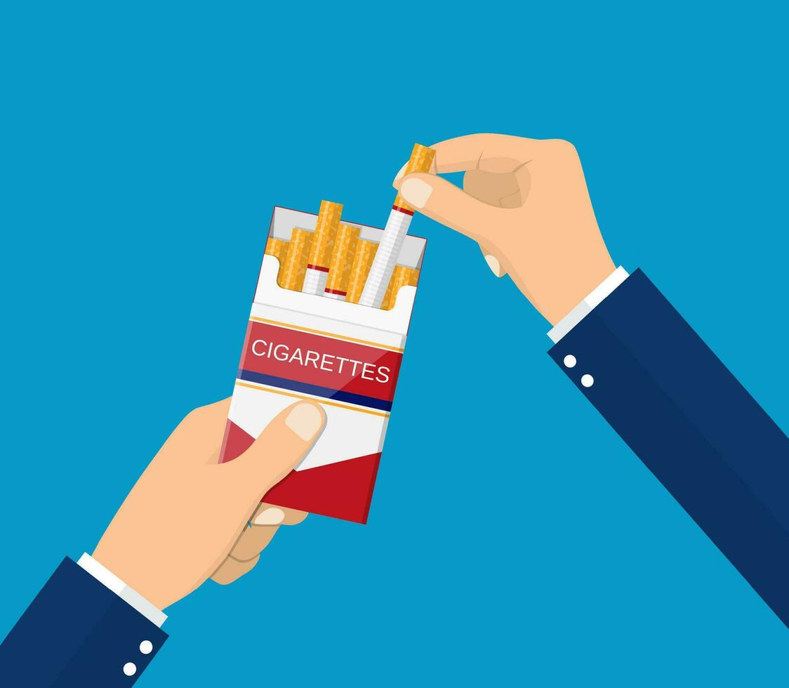 Cigarettes in hand man. vector